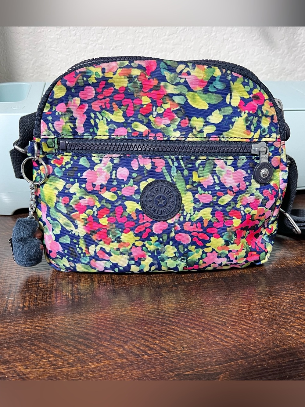 Kipling Floral Triple Compartment Crossbody Bag